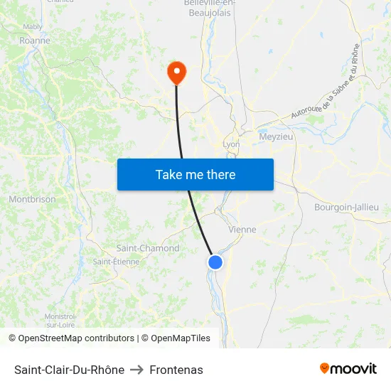 Saint-Clair-Du-Rhône to Frontenas map