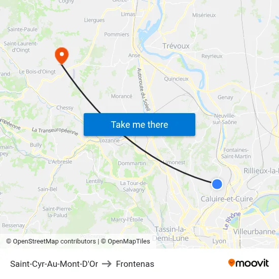 Saint-Cyr-Au-Mont-D'Or to Frontenas map