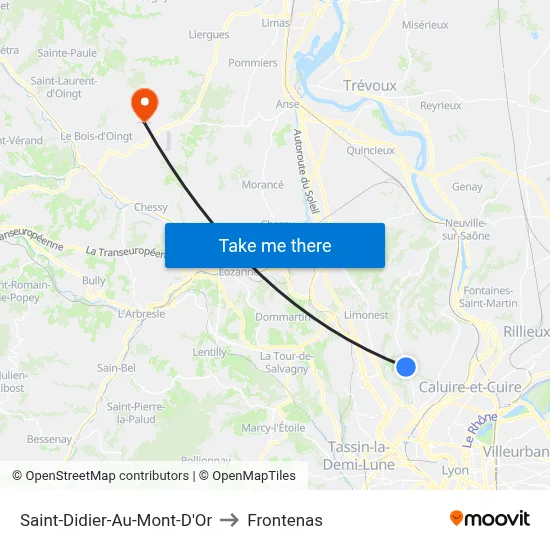 Saint-Didier-Au-Mont-D'Or to Frontenas map