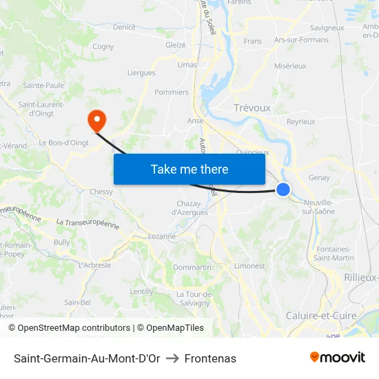 Saint-Germain-Au-Mont-D'Or to Frontenas map