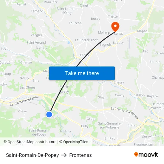 Saint-Romain-De-Popey to Frontenas map
