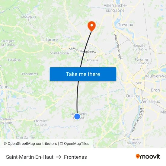Saint-Martin-En-Haut to Frontenas map