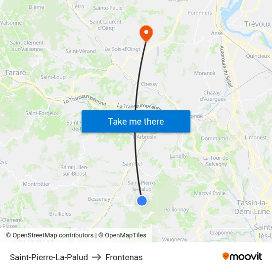 Saint-Pierre-La-Palud to Frontenas map