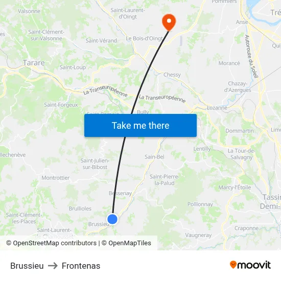 Brussieu to Frontenas map