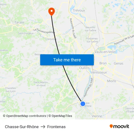 Chasse-Sur-Rhône to Frontenas map