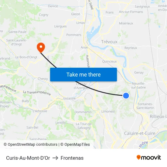 Curis-Au-Mont-D'Or to Frontenas map