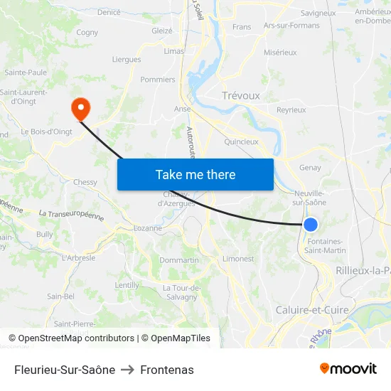 Fleurieu-Sur-Saône to Frontenas map