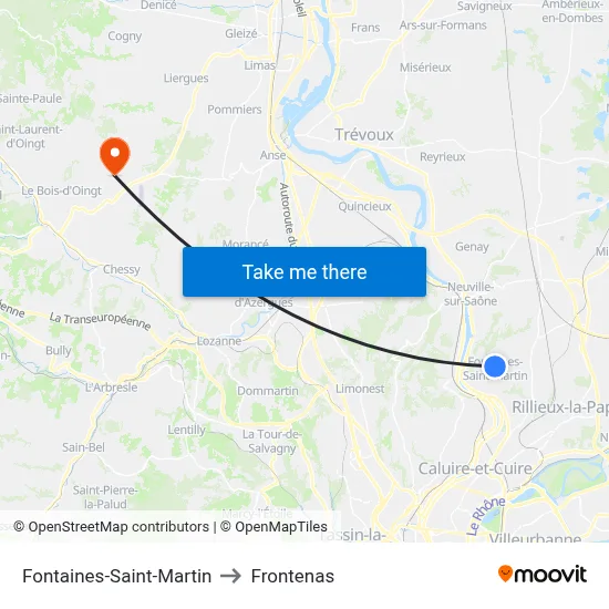 Fontaines-Saint-Martin to Frontenas map