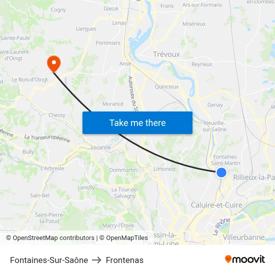Fontaines-Sur-Saône to Frontenas map