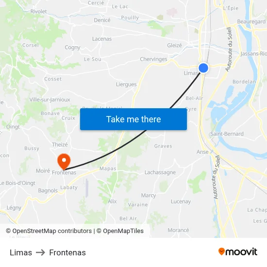 Limas to Frontenas map