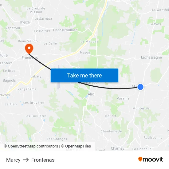 Marcy to Frontenas map