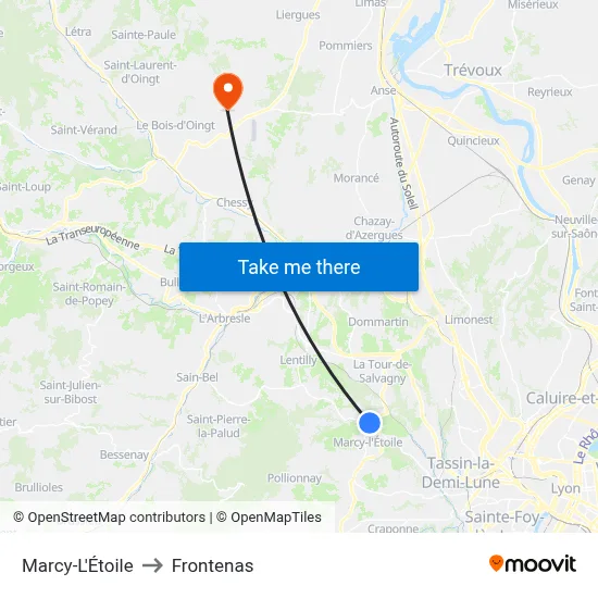 Marcy-L'Étoile to Frontenas map