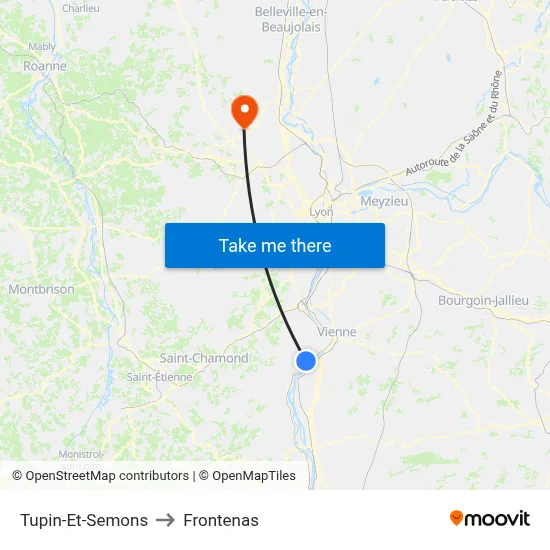 Tupin-Et-Semons to Frontenas map