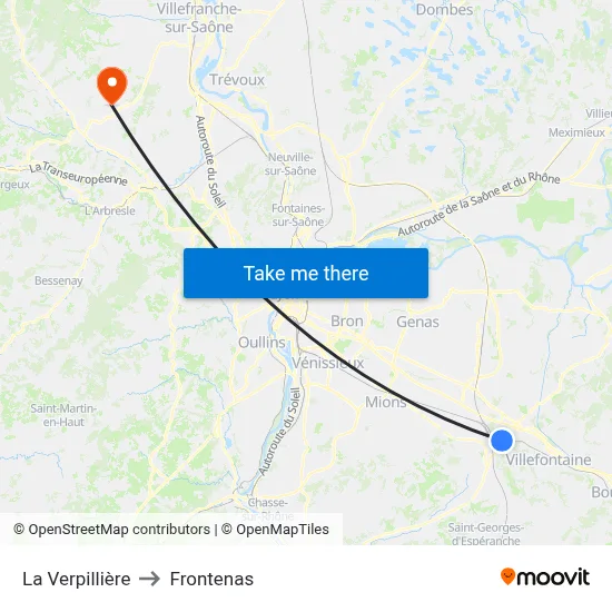 La Verpillière to Frontenas map