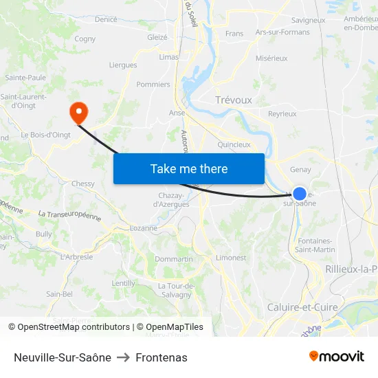 Neuville-Sur-Saône to Frontenas map