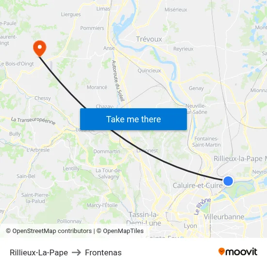 Rillieux-La-Pape to Frontenas map