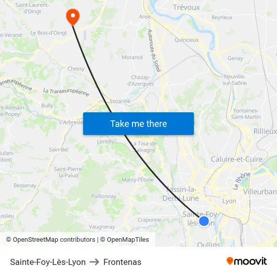 Sainte-Foy-Lès-Lyon to Frontenas map
