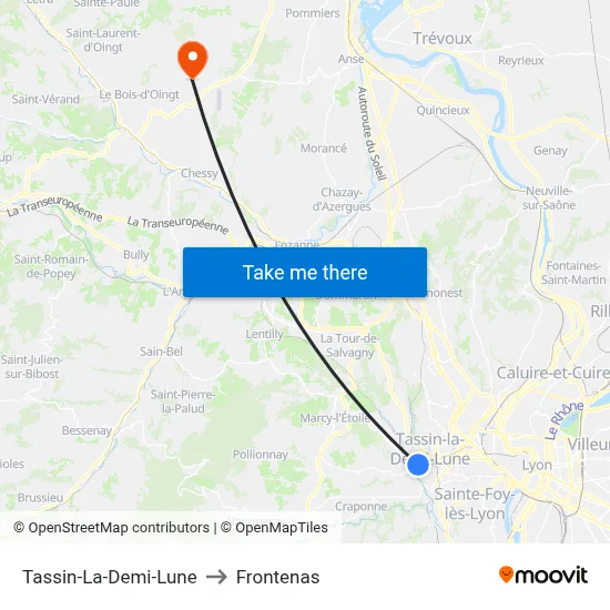 Tassin-La-Demi-Lune to Frontenas map