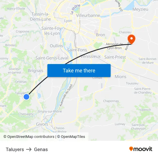 Taluyers to Genas map