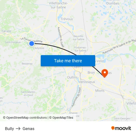 Bully to Genas map