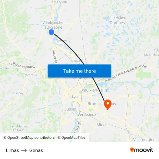 Limas to Genas map