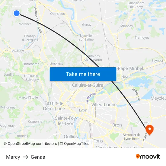 Marcy to Genas map
