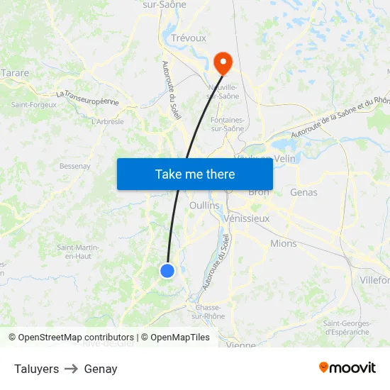 Taluyers to Genay map
