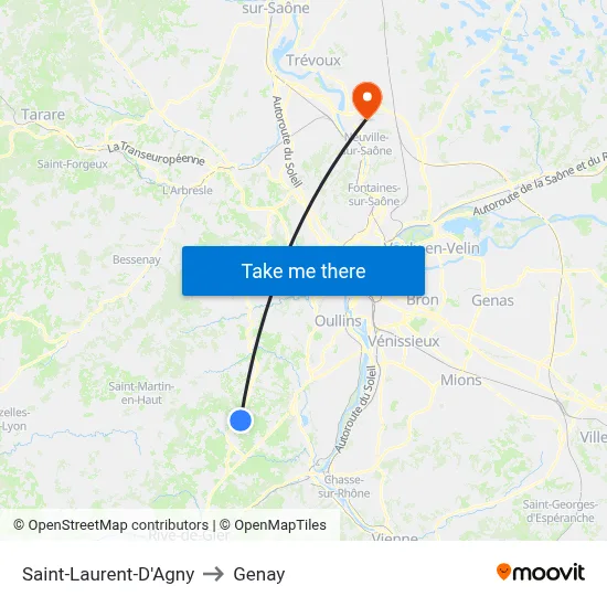 Saint-Laurent-D'Agny to Genay map