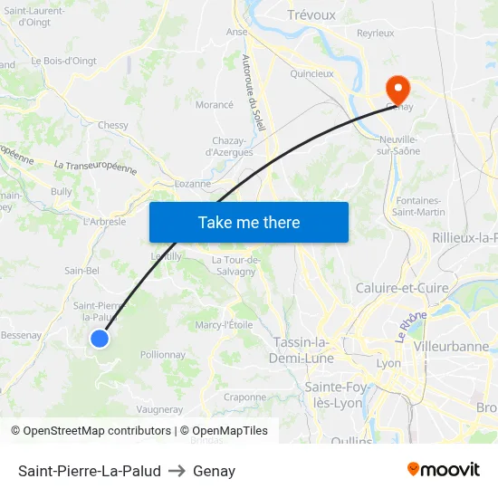 Saint-Pierre-La-Palud to Genay map