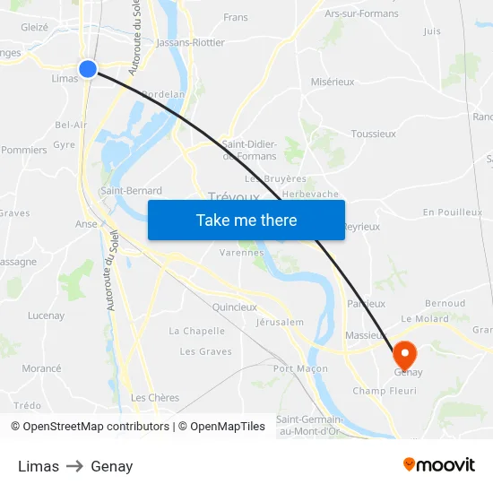 Limas to Genay map