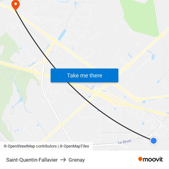 Saint-Quentin-Fallavier to Grenay map