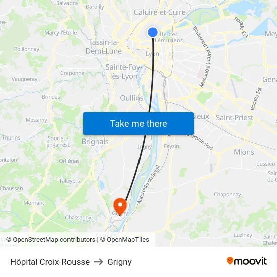 Hôpital Croix-Rousse to Grigny map
