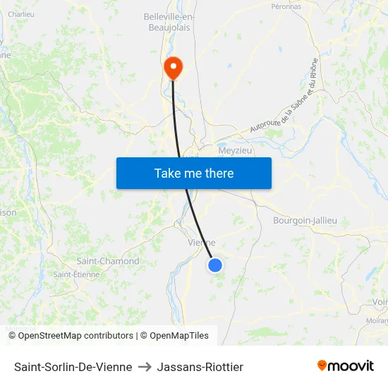 Saint-Sorlin-De-Vienne to Jassans-Riottier map