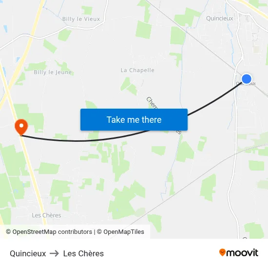 Quincieux to Les Chères map