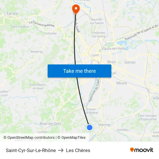 Saint-Cyr-Sur-Le-Rhône to Les Chères map