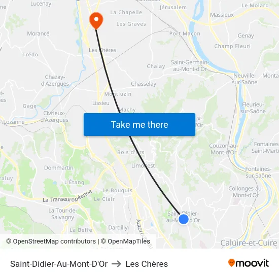 Saint-Didier-Au-Mont-D'Or to Les Chères map