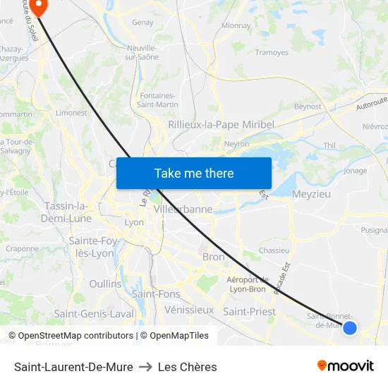 Saint-Laurent-De-Mure to Les Chères map