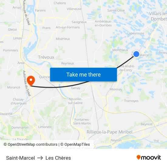 Saint-Marcel to Les Chères map