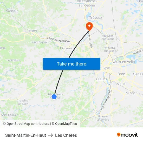 Saint-Martin-En-Haut to Les Chères map