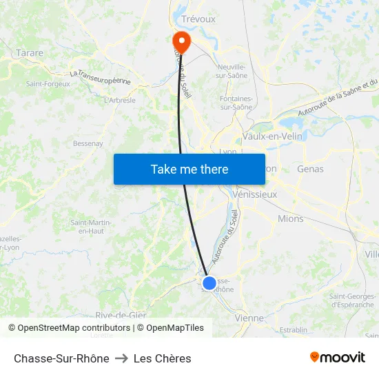 Chasse-Sur-Rhône to Les Chères map