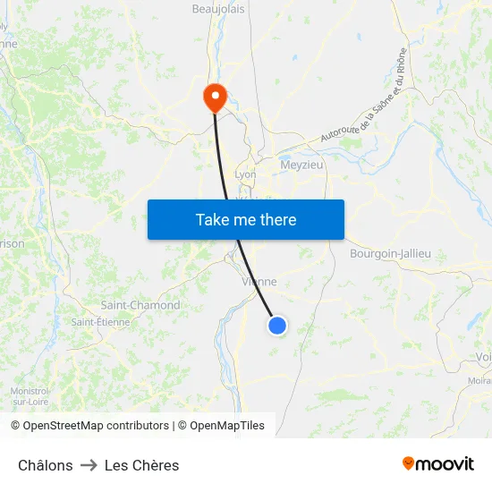 Châlons to Les Chères map