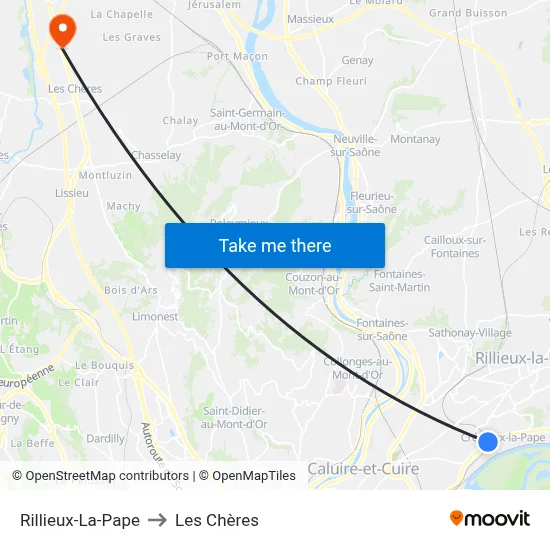 Rillieux-La-Pape to Les Chères map