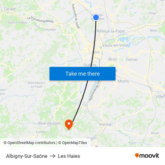 Albigny-Sur-Saône to Les Haies map