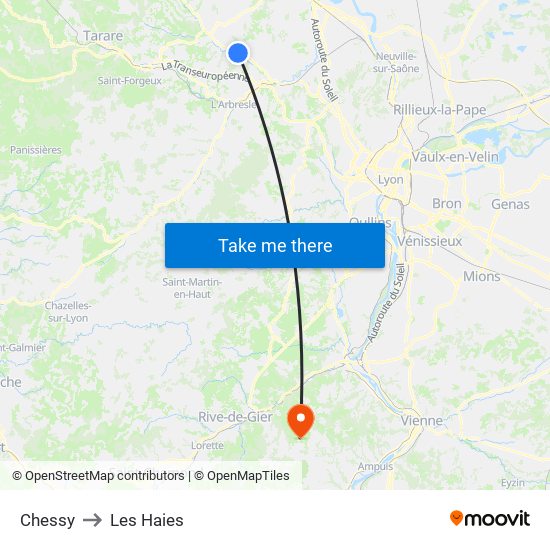 Chessy to Les Haies map