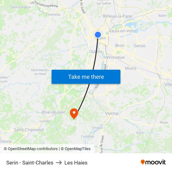 Serin - Saint-Charles to Les Haies map