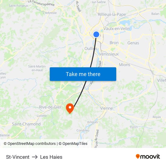 St-Vincent to Les Haies map