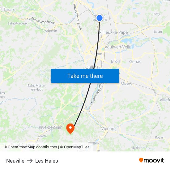 Neuville to Les Haies map