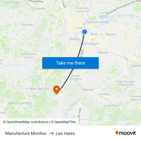 Manufacture Montluc to Les Haies map