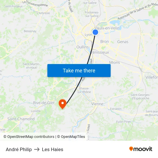 André Philip to Les Haies map