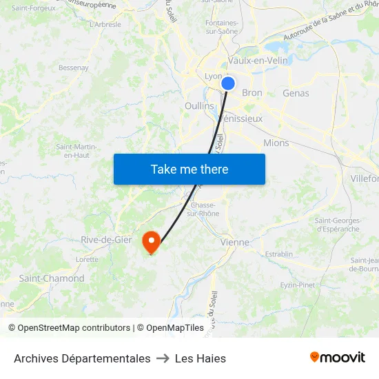Archives Départementales to Les Haies map
